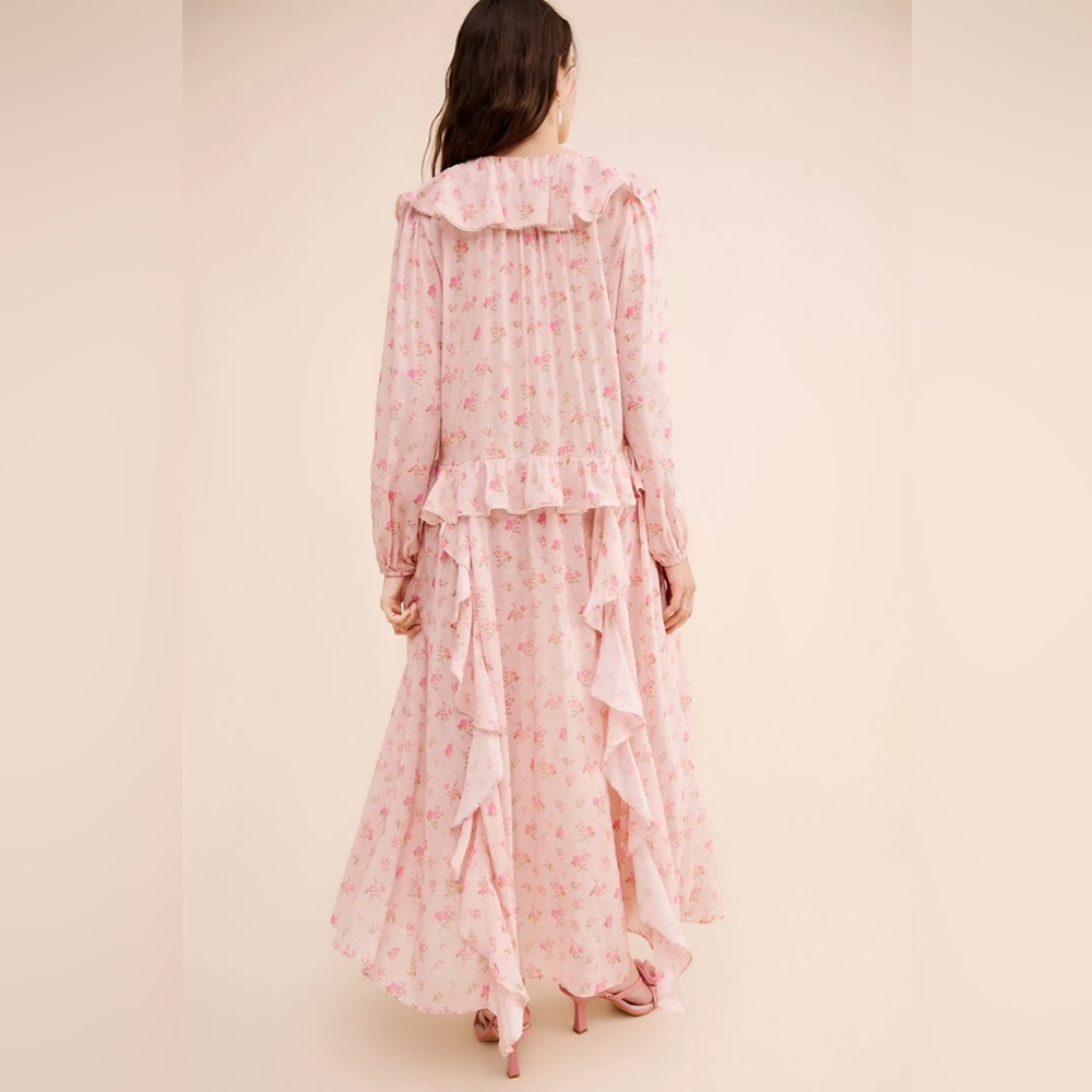 Spell & The Gypsy Collective Fleur Ruffle Floral Maxi Gown — Pink Champagne L - Picture 4 of 14